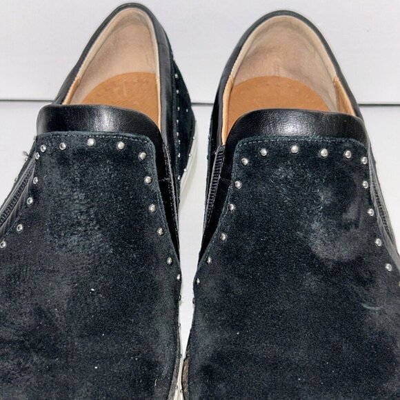 Halogen Loafers Black Suede Leather Silver Studded Slip On Womens Sz 10 M - Picture 3 of 10